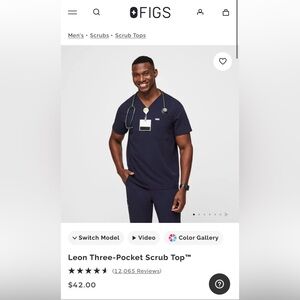 Men's FIGS Navy Leon Three-Pocket Scrub Top™